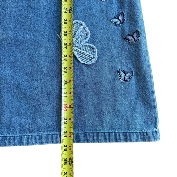 Blue J Denim Dress Womens Size L Short Sleeve Applique Butterflies Vintage - Picture 6 of 10